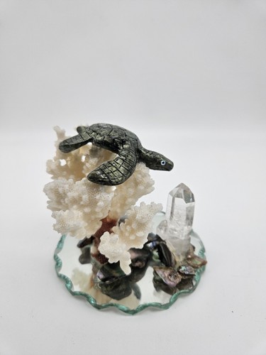 Handmade Glass Crystal Sea Turtle Coral Reef Figurine Sculpture Crystal Aquarium - Picture 9 of 23