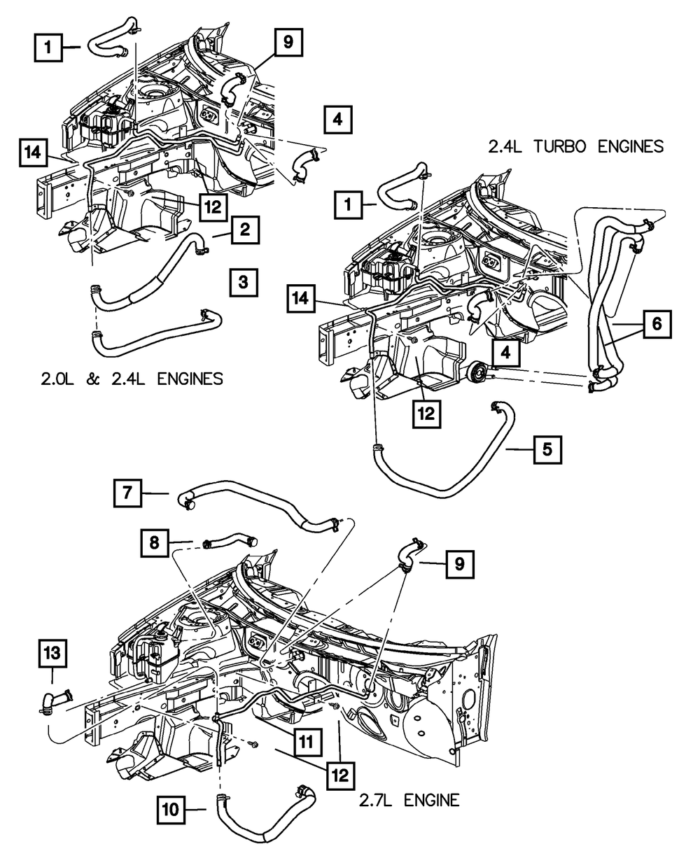 Genuine Mopar Heater Core Inlet Hose 4596704AF