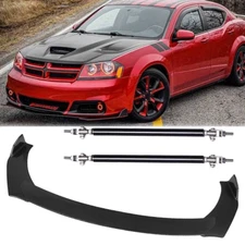 For Dodge Avenger Carbon Fiber Front Bumper Lip Splitter Spoiler + Strut Rod