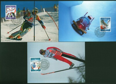 1994 LIECHTENSTEIN MAXIMUM KARTEN NR.121 SET 3 POSTKARTEN OLYMPISCHE WINTERSPIELE