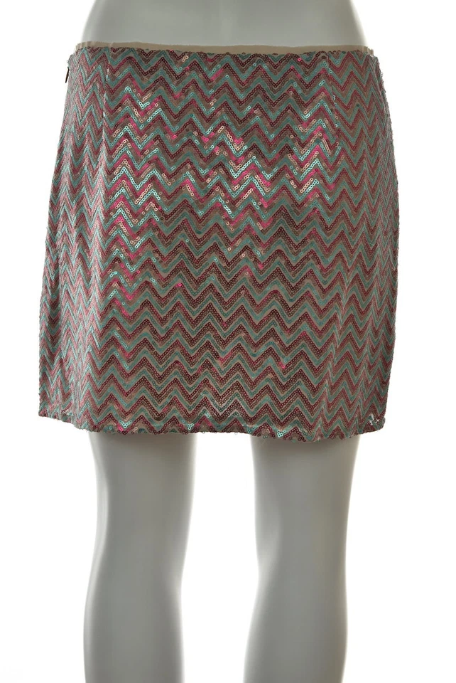 Falda Ella Moss Mujer Talla 6 Beige Lentejuelas Texturizada Mini Sobre la Rodilla Informal  Foto 2 de 4