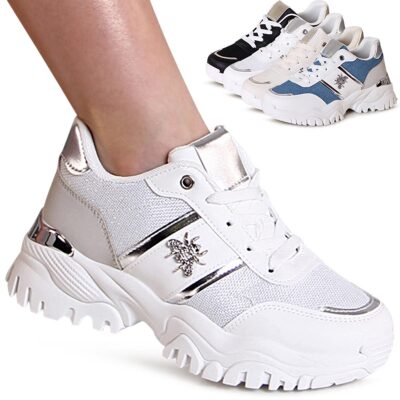Femmes Plateforme Baskets Paillettes Baskets Semelle Compensée