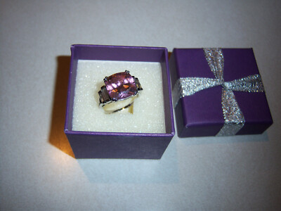 NEW BEAUTIFUL! HUGE SILVER TONE CZ PINK ICE STONE COCKTAIL RING FASHION JEWELRY