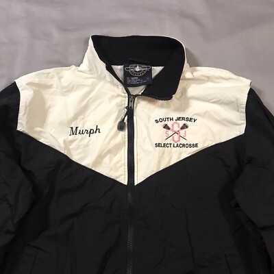 Charles River Lacrosse Windbreaker Jacket Mens Medium White Black