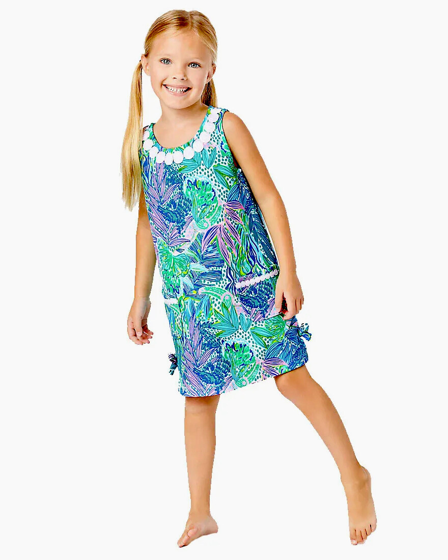 Girls Little Lilly Knit Shift Dress in Green - Lilly Pulitzer