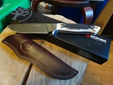 BOKER ARBOLITO HUNTER STAG 10" FIXED BLADE KNIFE MODEL #351H STAG HANDE ACX390