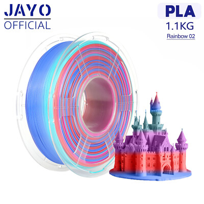 JAYO PLA Rainbow 02 1.75mm 3D Printer Filament Multicolor 1.1KG Neatly Wound