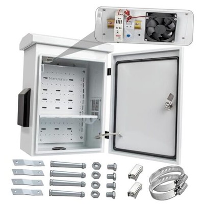 Outdoor Electrical Box with Thermostat and Fan, Cold-Rolled 17.8'' x 14'' x 7.9''