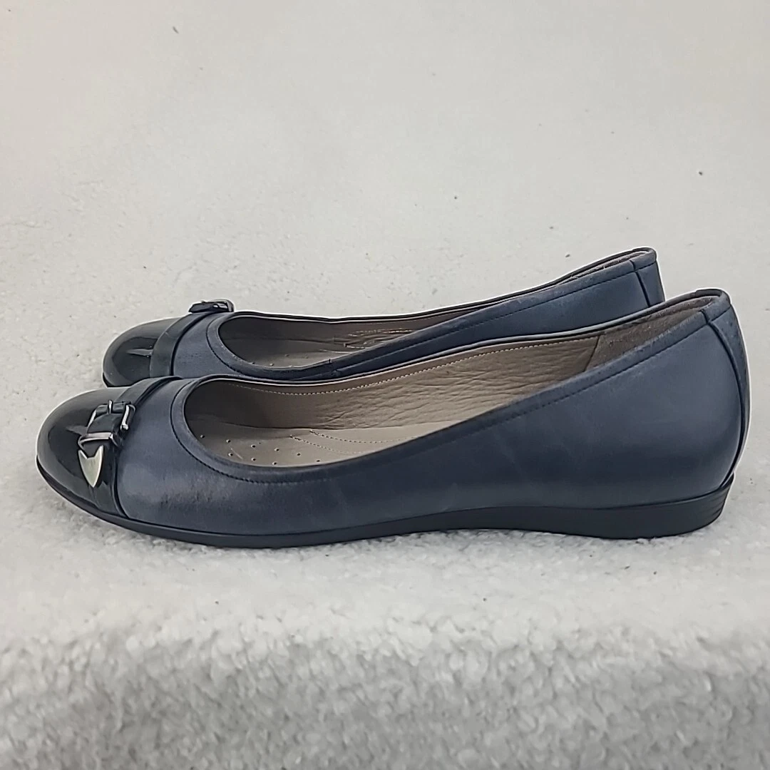 Scarpe ECCO donna US 11 EU 42 blu pelle slip on ballerine fibbia accento comfort