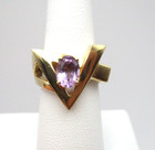 14K Yellow Gold Heavy Amethyst Geometric Solitaire Ring Size 7 [R256] — photo 6