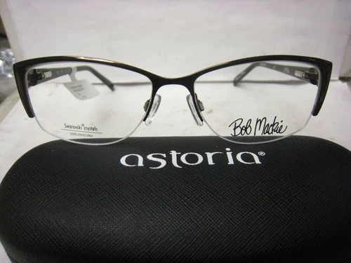 New Bob Mackie B108 Eyeglasses Swarovski Crystals 53-15-130-34.5 Vertical BROWN