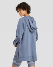 NWT-Colsie Women's Lounge Tunic Distressed Hooded Sweatshirt Hoodie SZ M