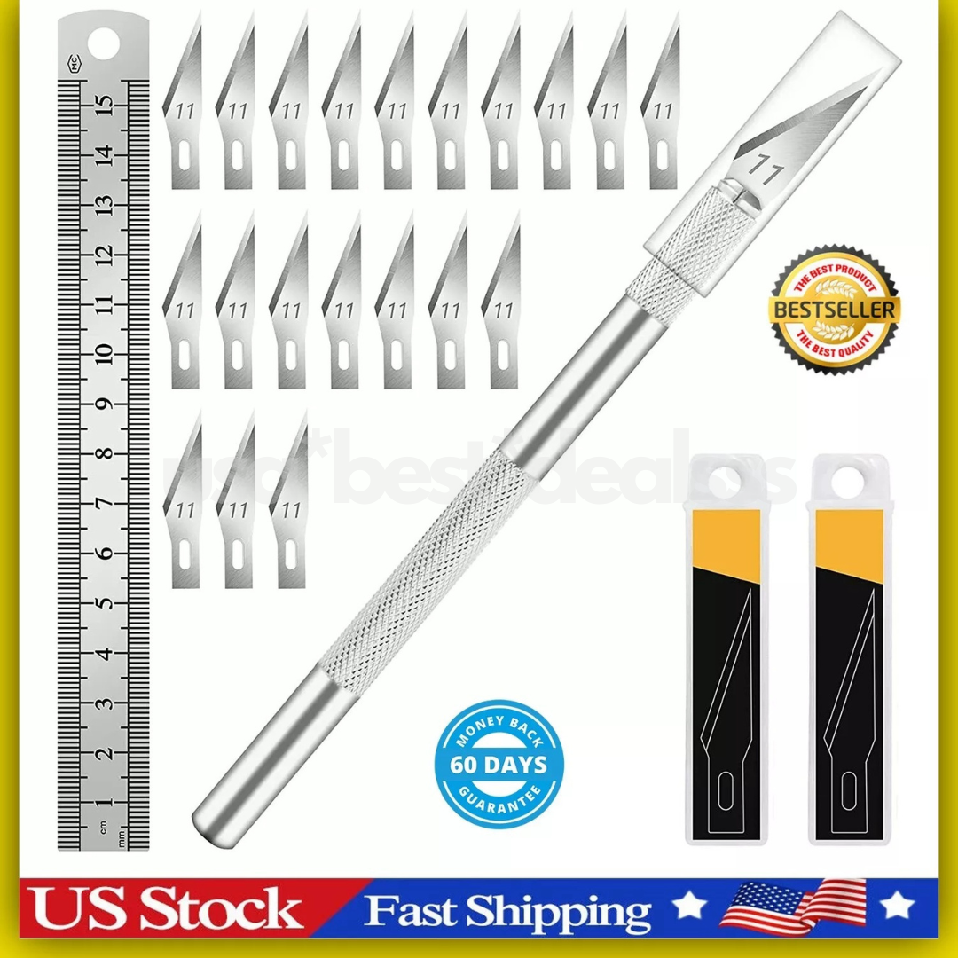 Kit Exacto Knife Set 20 Blade Refill Xacto For Leather Craft Pen Cutter  Razor