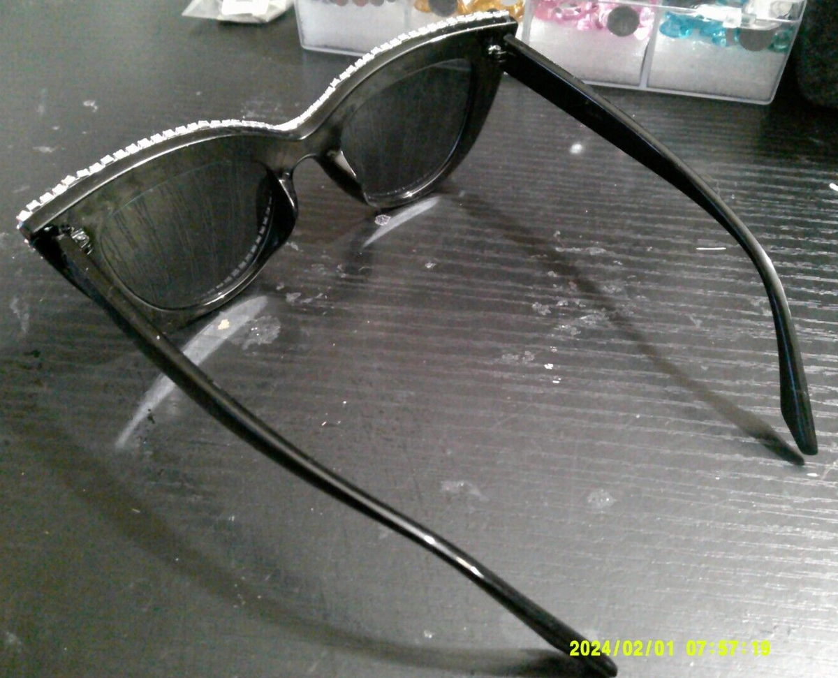 Bling Black Rhinestone Cat Eye Sunglasses Amazon.com: COTIA Cat Eye Rhinestone Sunglasses for Women  main image 2