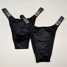 Victoria Secret Small S Scattered Shine Strap Brazilian PANTIES Black Bling