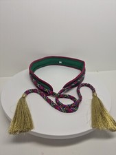 Vintage Fabric Multicolor Belt Size Large L Length 58 in D72