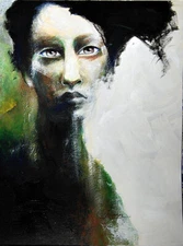 ORIGINAL acrylic painting MODERN ABSTRACT WOMAN Portrait EXPRESSIVE EMOTION ART