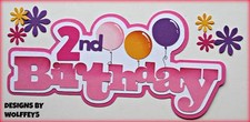 CRAFTECAFE BIRTHDAY TITLE paper piecing premade scrapbook album die cut WOLFFEY5
