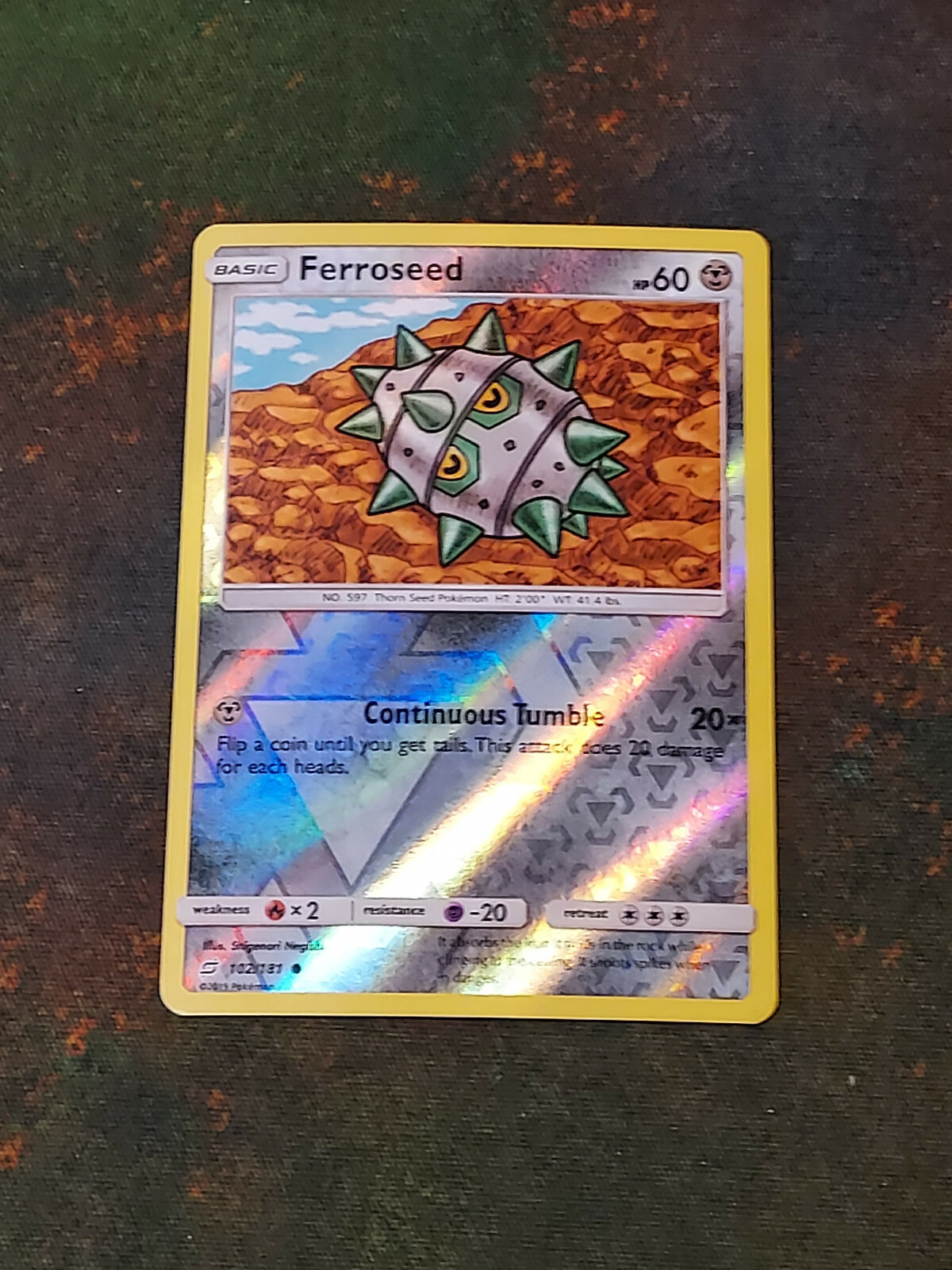 Ferroseed 102/181 S&M Team Up Pokemon Reverse Holo Foil Rare Nice!