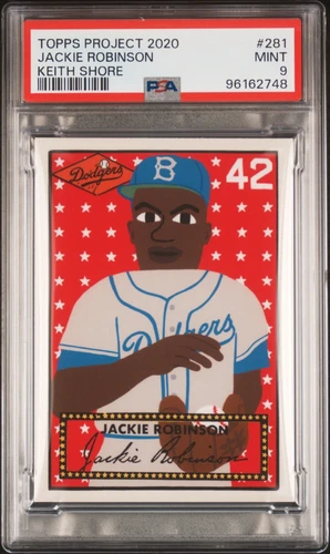 96162748 JACKIE ROBINSON Topps Project 2020 by KEITH SHORE 281 PSA 9