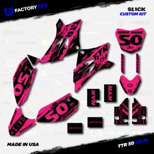 Black & Pink Slick Racing Graphics kit fits 2006-2025 YAMAHA TTR50 TTR 50 06-25
