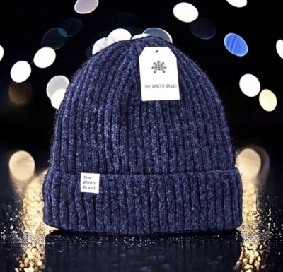 The Winter Brand Navy Chenille Beanie Hat NWT | eBay