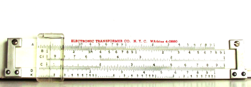 Slide Rule, custodia in pelle, 9 scale, trasformatori elettronici Co. - Foto 1 di 6