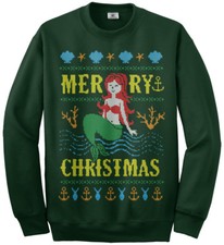 Mer-ry Christmas Mermaid Ugly Christmas Youth Sweatshirt