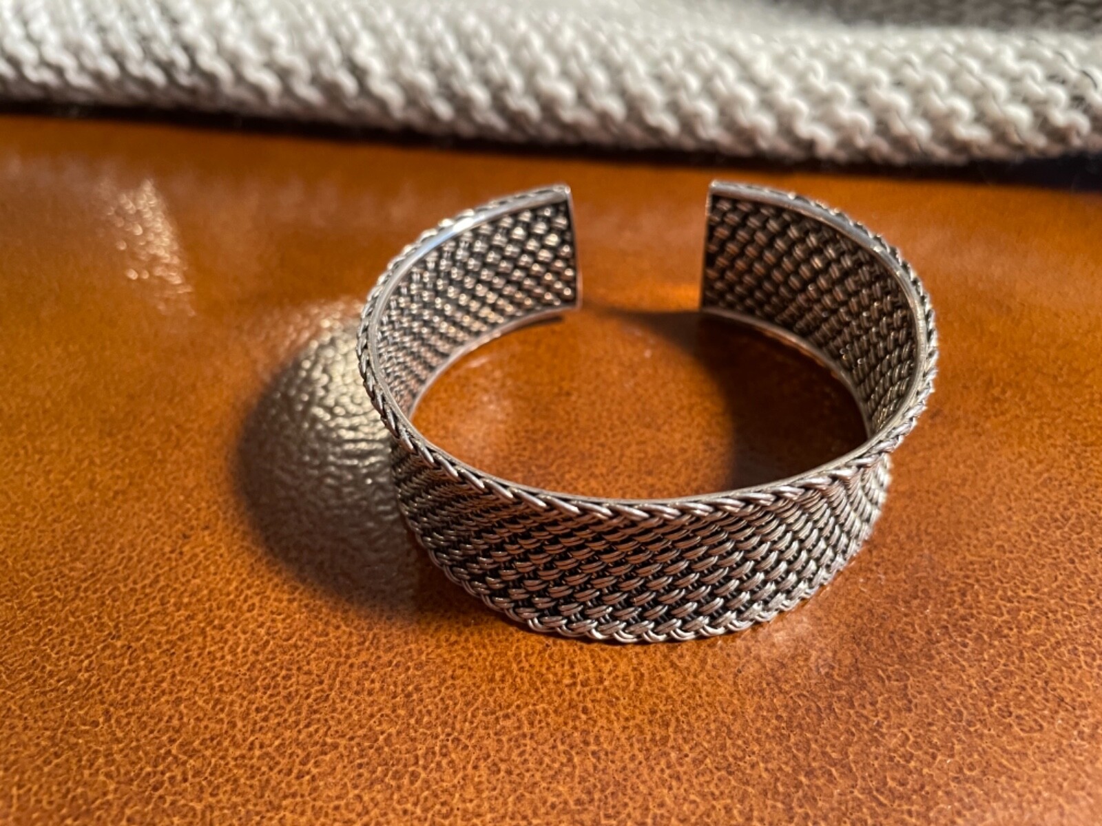 Sterling Silver 925 Woven Statement Cuff Bracelet… - image 6