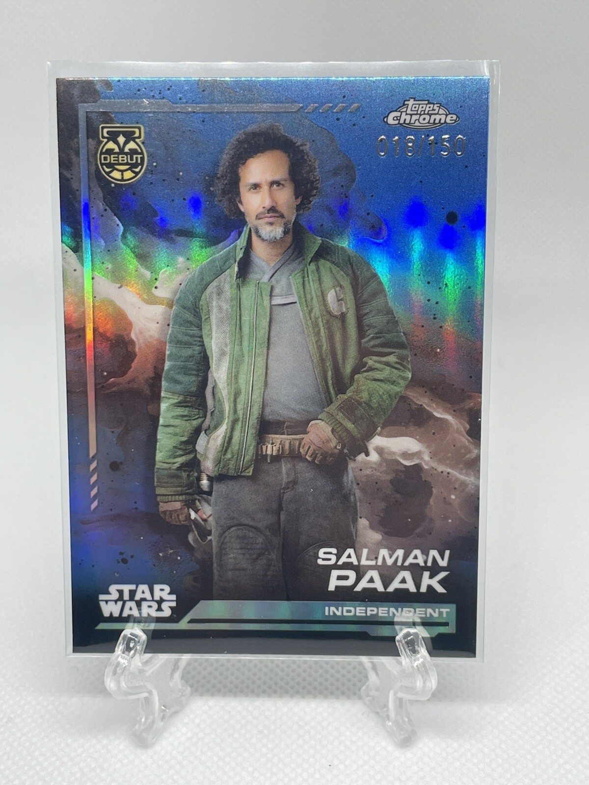 Salman Paak 2024 Topps Chrome Star Wars #93 Skywalker Blue Refractor #'d /150