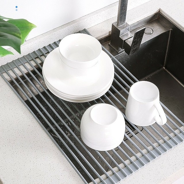 SABATIER Expandable Dish Drying Rack Stemware Xlarge Compact Rust