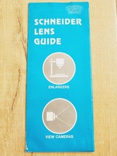 SCHNEIDER LENS GUIDE Vintage c1980's Fold-Out Brochure Enlargers View Cameras
