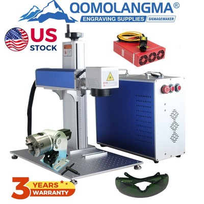 US Stock 50W Split Fiber Laser Marking Machine JPT Laser and D100 Rotation Axis