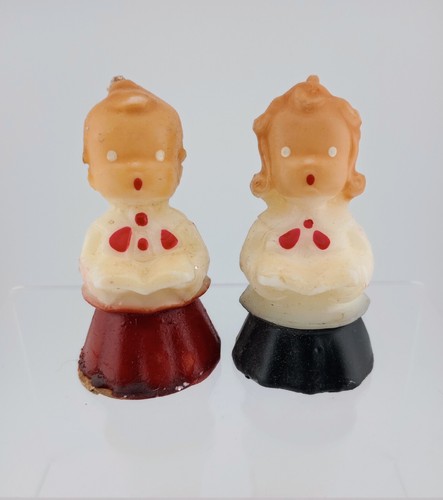 Gurley Kerzen Weihnachten Chor Junge und Mädchen 2er Set Vintage 1950 3" unbeleuchtet - Bild 1 von 10