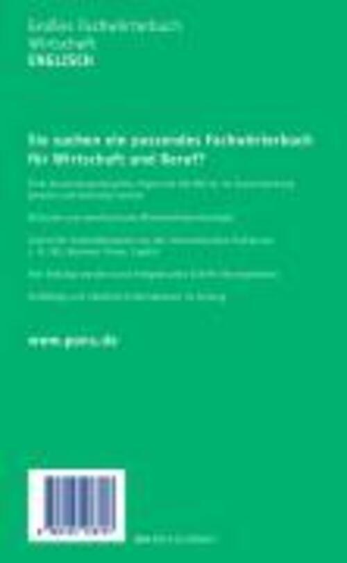 Thumbnail - Pons Großes Fachwörterbuch Wirtschaft. Englisch - Deutsch / Deutsch -