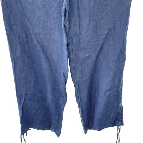 Charter Club Pants 100% Linen Soft Weekend Medium Petite Blue New With Tags - Picture 4 of 8