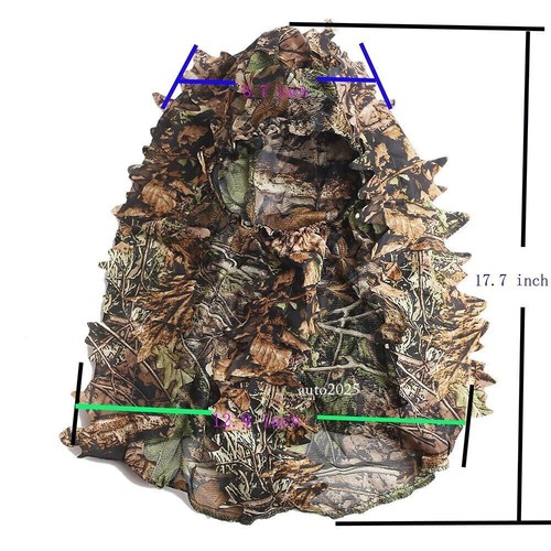 Camouflage Leafy Hat 3D Full Face Mask Headwear Camo Hunter Hunting Accessories - Picture 5 of 28