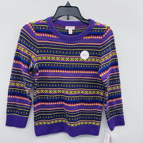 Holiday Lane Little Boys Size 7 Bright Stripe Fair Isle Sweater Purple $40 014 - Picture 4 of 9