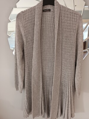 Damen, stilvolle graue vorne offen Wasserfall Strick Cardigan Gr. L UK 14