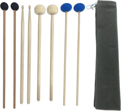 4Pair Drum Mallets Kit with Bag Include 1 Pair Felt Head Timpani Mallets 2 Pair