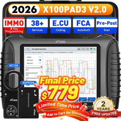XTOOL X100 PAD3 V2.0 IMMO Key Programmer Auto Diagnostic Bi-directional Tool