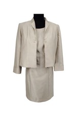 Calvin Klein Beige Jacket/Sheath Dress Set Cocktail Wedding Work Sz 8 EUC
