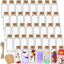 Lawei 70 Stück Mini Korkstopfen Glasflaschen 30ml -  für DIY Projekte