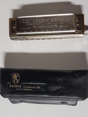 HOHNER Chromonica 260 Chromatic Harmonica Key of C w/ Case Silver/Black
