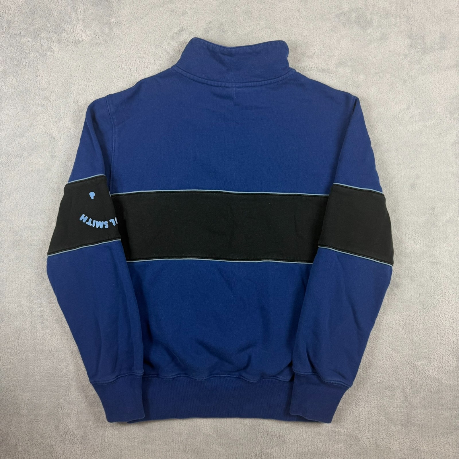 Vintage Paul Smith PS Smiley Blue Black Half Zip 1/4 Zip Medium Pullover Jumper image 7