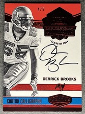 Derrick Brooks 2016 Panini Plates Patches Canton Calligraphy Red ON CARD Auto /5