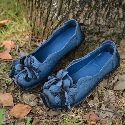 Zapatos informales florales retro para mujer sin cordones planos cómodos mocasines calzado - Imagen 4 de 22