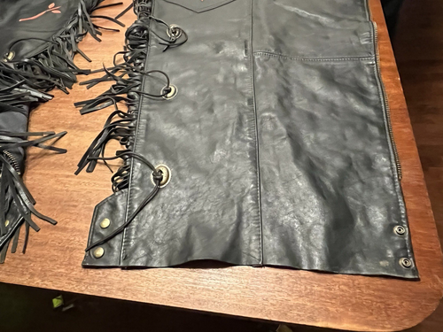 Vintage Protech Women’s Rose Fringe Leather Motorcycle Chaps Size XS Used - Picture 6 of 18