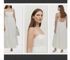 NEW Reformation East Square Neck Open Back Tiered Maxi Dress Size S