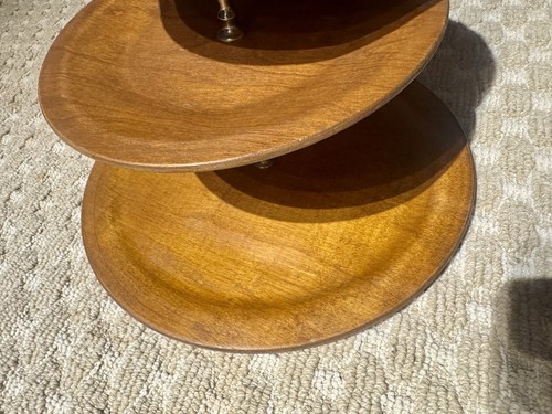 Rare Vtg Woodcraftery Three Tiered Serving Tray Mid Century Modern Wooden USA - Picture 9 of 10
